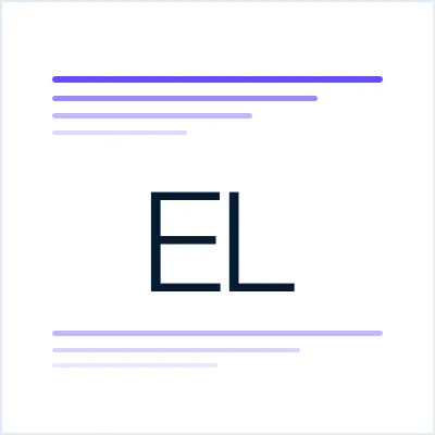 Monogram EL set between purple tide-mark rules, the founder's mark rather than a portrait